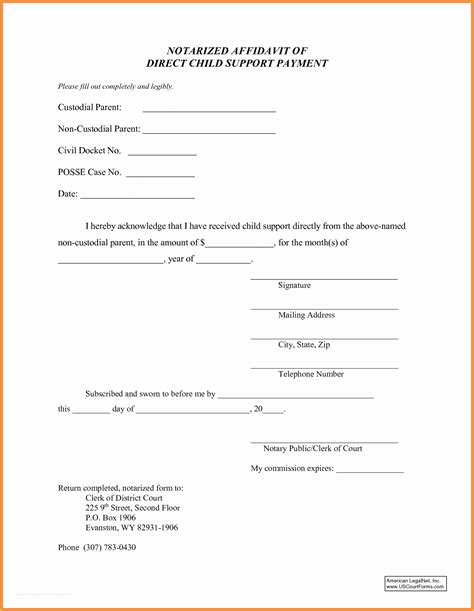 Free Template For Child Support Agreement Of 6 Child Support Letter Of