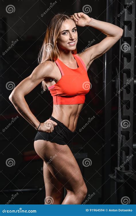 Portrait Model And Tanned Body Looking Away In Gym Stock Photo Image