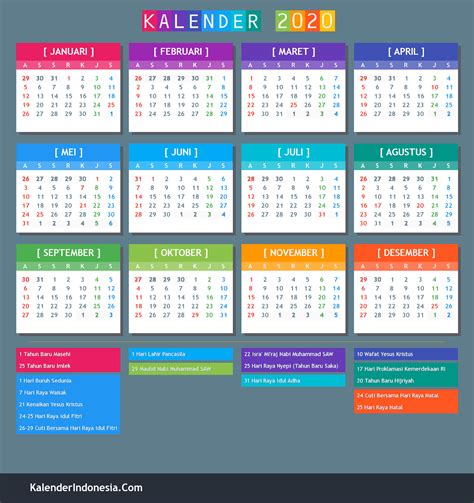 Kalender 2020 Lengkap Dengan Hari Libur Nasional Dan Cuti Bersama