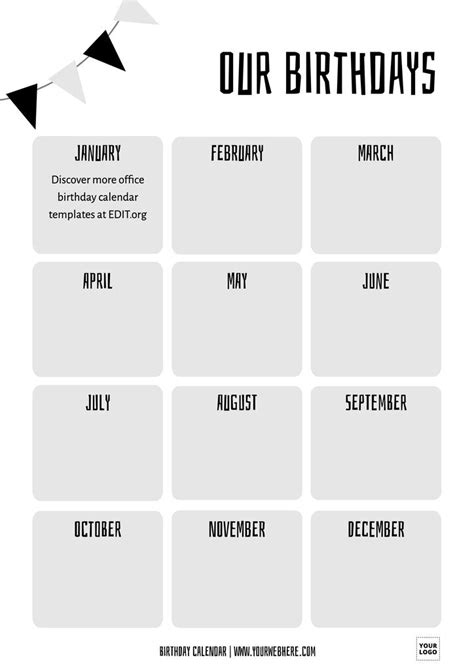 Free Birthday Calendar Template Printable Customizable Vlr Eng Br