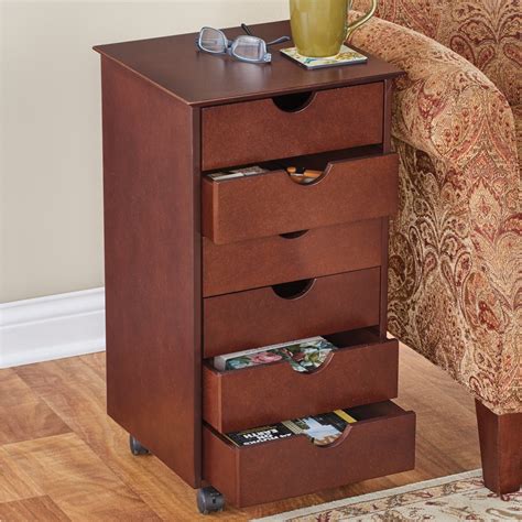 Vasagle rolling file cabinet, mobile office cabinet on wheels, with 2 drawers, open shelf, for a4, letter size, hanging file folders. 6 Drawer Wooden End Table Cabinet with Wheels ...