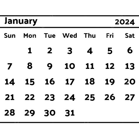January Calendar Black Vector Calendar January Png And