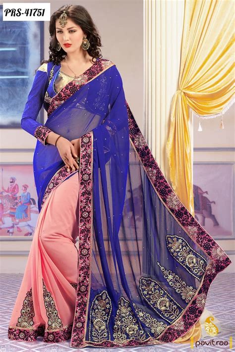 Blue And Pink Color Party Wear Saree By Pavitraa On Deviantart
