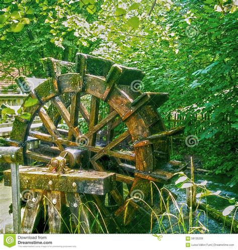 Vintage Water Mill Wheel Running Stock Image Image Of Revival Park