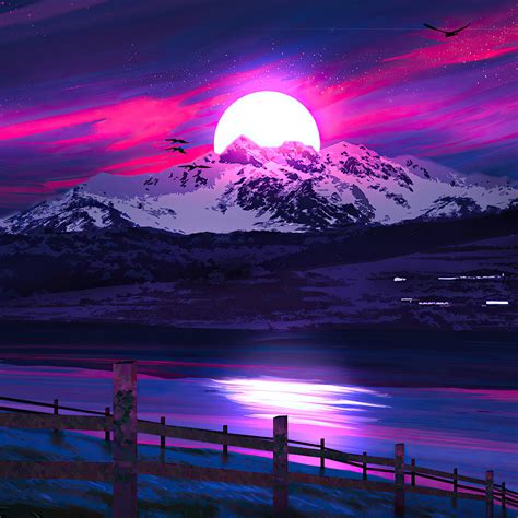 2048x2048 Mountains Sunrise Nepal Illustration Ipad Air Wallpaper Hd