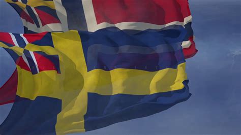 Waving Flag And National Anthem Of The Union Of Sweden And Norway