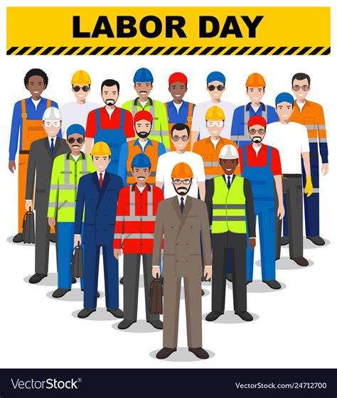 Labor Day Group Of Worker Builder And Engineer Vector Image
