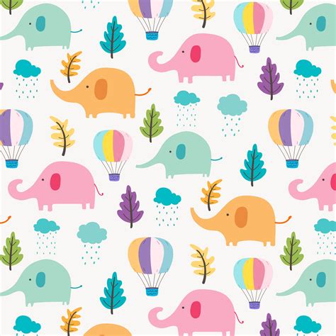 Cute Elephant Pattern Background For Kids Vector Illustration 628028
