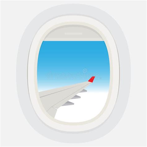 Airplane Windows With Cloudy Blue Sky Outside Stock Vector