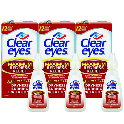 Clear Eyes Maximum Redness Relief Eye Drops 05oz X 3 Pack 678112000135