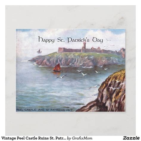Vintage Peel Castle Ruins St Patricks Isle Holiday Postcard Zazzle