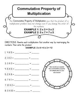 Commutative Property Of Multiplication Worksheet By Miss Seybold