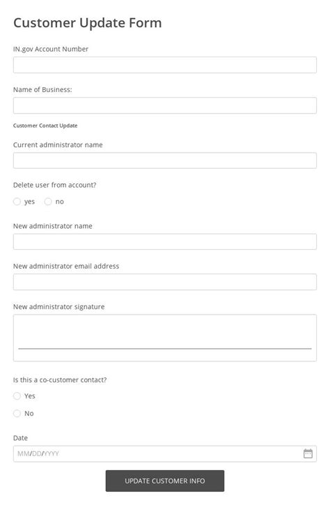Free Customer Update Form Template 123formbuilder