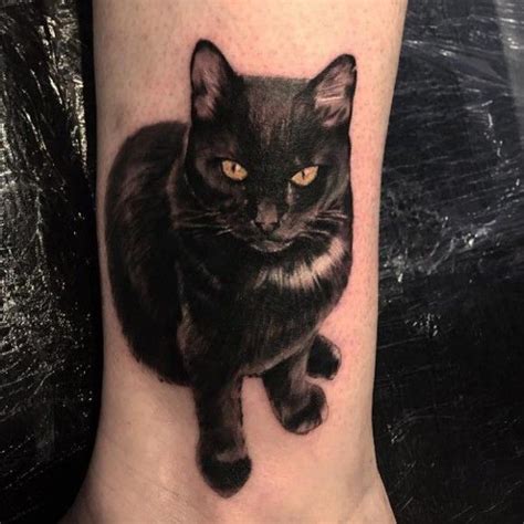 Hyper Realistic Black Cat Tattoo By Paulo Lopes Tattoo Gato Cute Cat