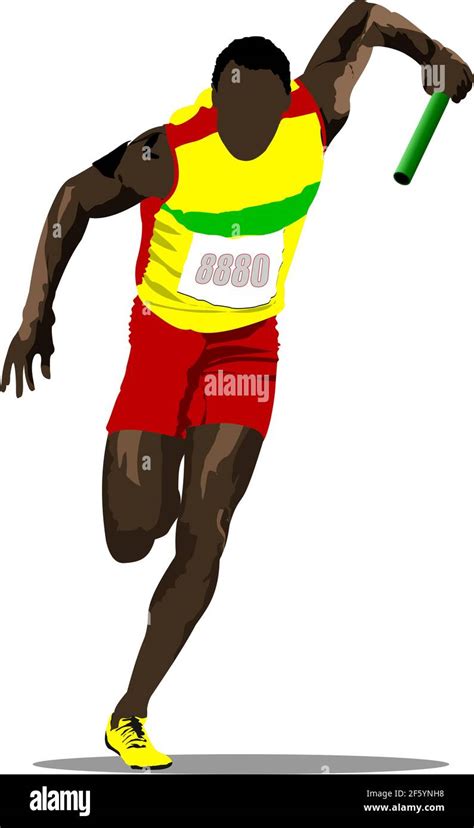 athlete running with baton 3d vector illustration stock vector image and art alamy