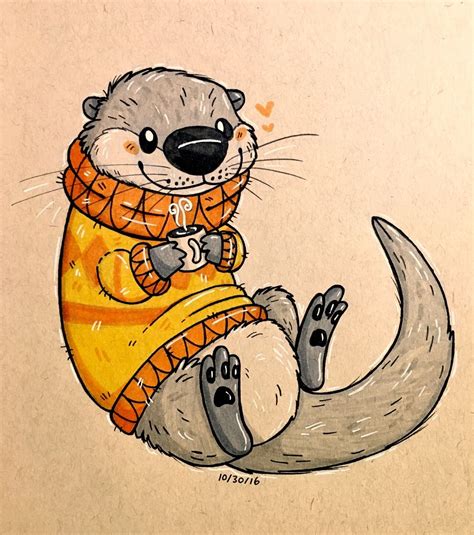 Maggie Loves Otters Cute Drawings Otter Art Animal Drawings