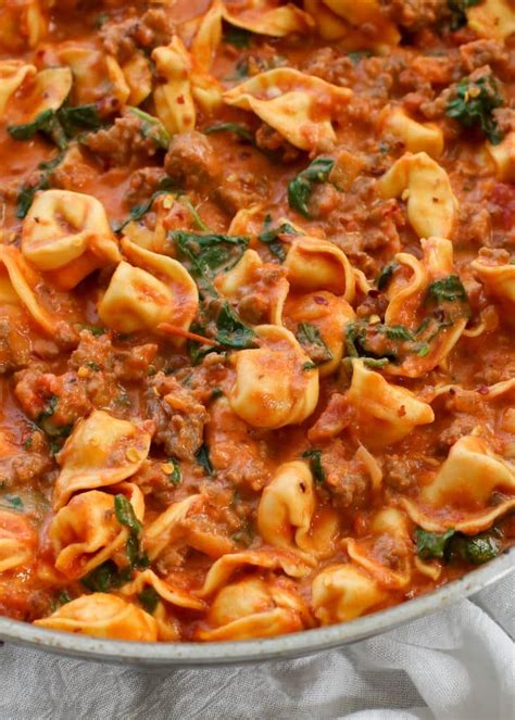 Sausage Tortellini And Spinach In A Creamy Tomato Sauce Tortellini