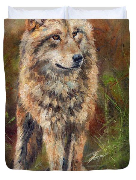 Grey Wolf Painting By David Stribbling