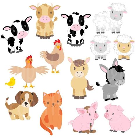Farm Yard Animals Clipart Farm Animals Clip Art And Digital Etsy