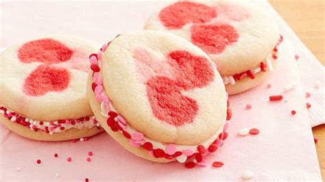 Red velvet is a perfectly romantic dessert, but taking that ruby goodness from cake to. Valentine Hearts Sandwich Cookies Recipe - Pillsbury.com