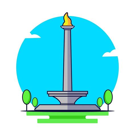 Vector Illustration Of Monas National Monument Of Indonesia Tugu