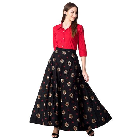 Top With Long Skirt Set Buy Long Skirts With Shirt Top For Women