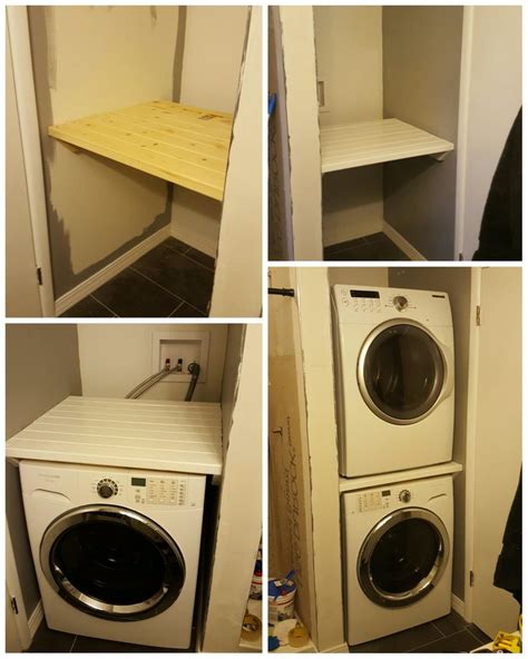 Stacking Different Model Washer And Dryer Built Shelf From 2x4s Laundry Room Storage