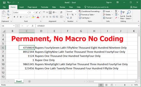 Learn New Things Ms Excel Easily Convert Numbers To Word Permanent