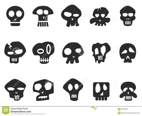 Funny Skull Icons Set Stock Vector Illustration Of Black 60788931