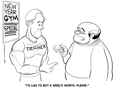New Years Resolution Cartoons Gym Membership Cartoon