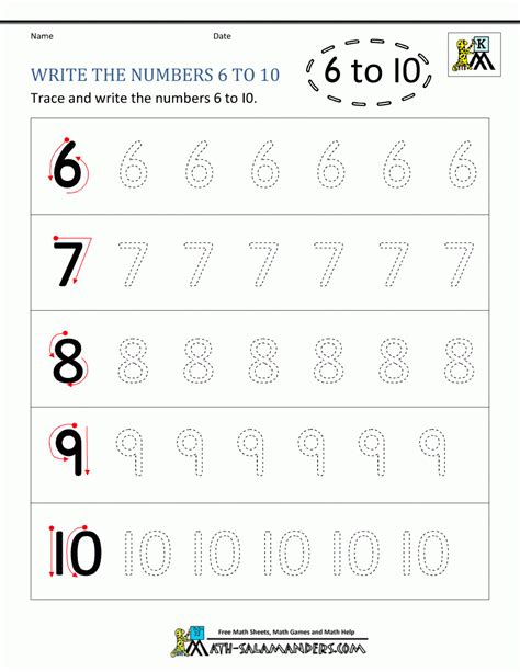 Numbers 5 To 10 Worksheets