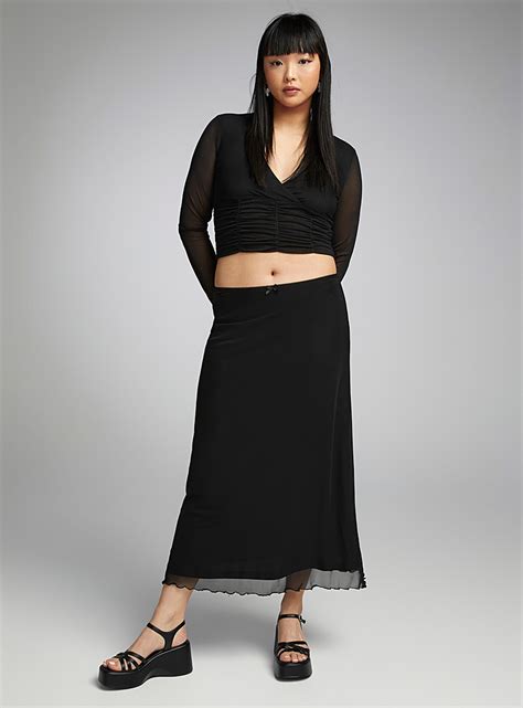 Ruffled Hem Mesh Skirt Twik Womens Maxi Skirts And Long Skirts Simons