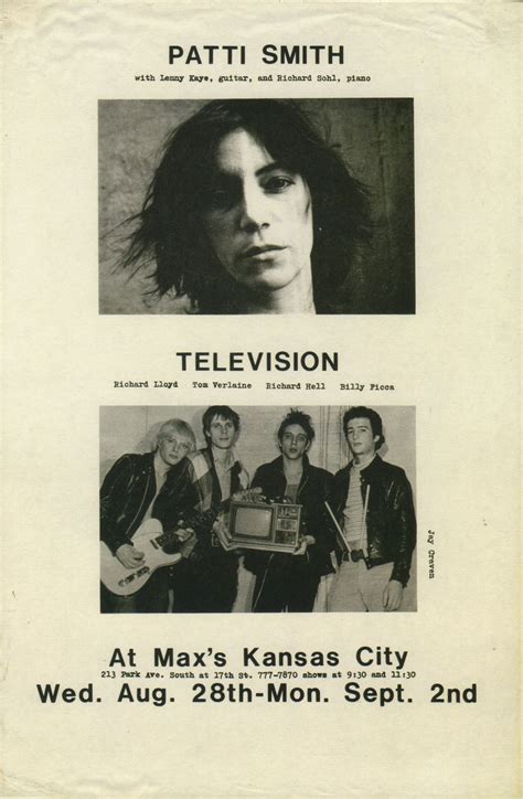 Superblackmarket “ Poster For Patti Smith And Television At Maxs Kansas City 1974 ” Patti