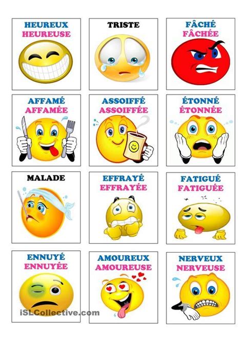 Cartes Des émotions Et Sentiments French Education Autism Education