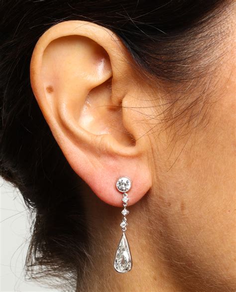 Antique Diamond Tear Drop Earrings A La Vieille Russie Faberge