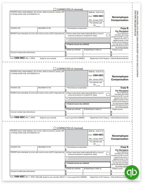 Intuit Quickbooks 1099 Nec Tax Forms Set 2023 Discounttaxforms