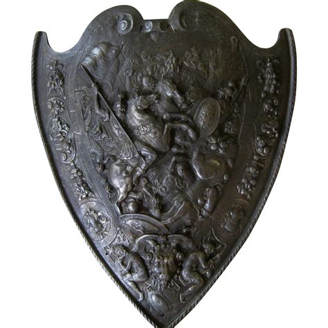 Cast Iron Medieval Style Shield C1900 Antique Renaissance Armor Plaque