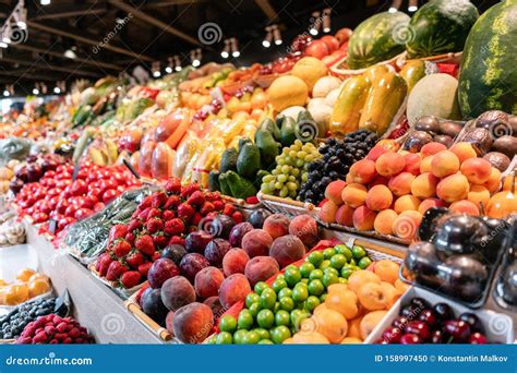 Big Choice Of Fresh Fruit And Vegetable Market Various Colorful Fresh