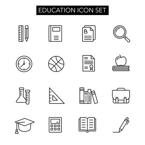 Education Icon Set In Simple Outline Style Suitable For Design Element