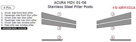 Acura Mdx 2001 2006 Stainless Steel Pillar Posts 6 Pcs