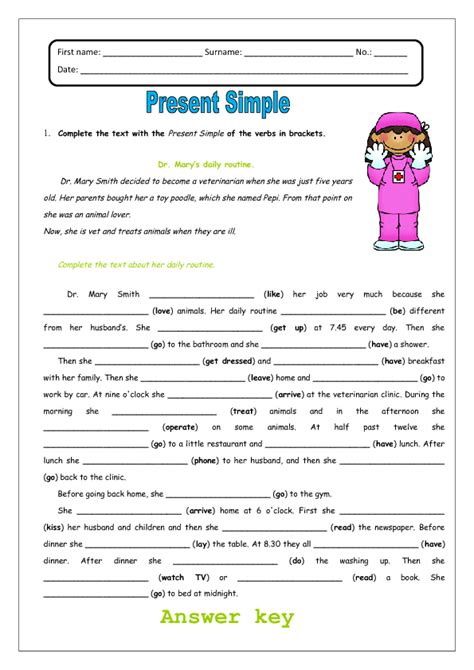 Present Simple And Daily Routines My English Printable Worksheets