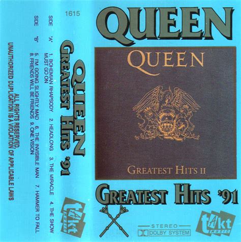 The top 100 1991 lists the 100 most popular hits in the uk singles music charts in 1991. Queen - Greatest Hits '91 (1991, Cassette) | Discogs
