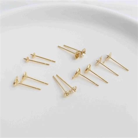 10pairs 14k Gold Plated Stud Earring Posts With Cup Peg For Etsy Uk