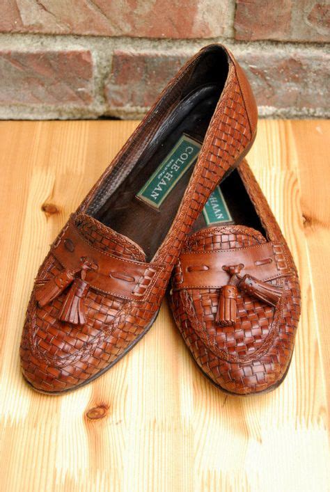 Vtg Woven Italian Leather Tassel Loafers In Dark Brown Cole Haan