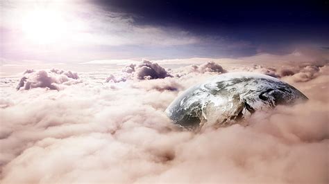 Hd Wallpaper Sea Of Clouds Earth Sky Planet Digital Art Space Art
