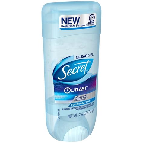 Secret Outlast Completely Clean Clear Gel Antiperspirant And Deodorant