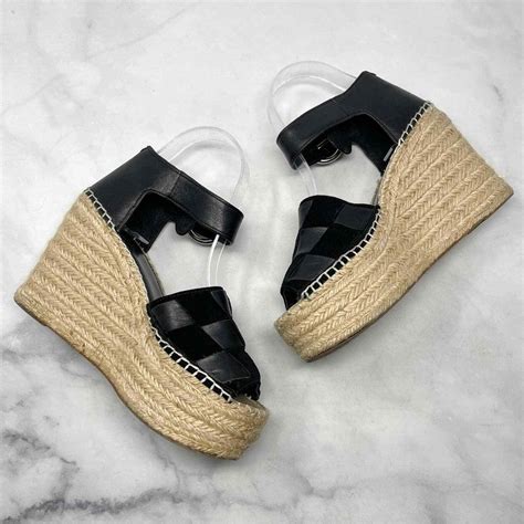 Marc Fisher Adalla Woven Leather Platform Espadrille Wedge Sandals