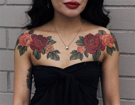 Pin By Holly Roberts On Tattoos Red Flower Tattoos Chest Piece