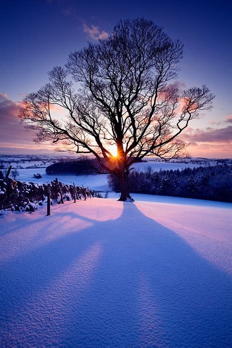 Snow Sunset Eshton England Photo Discover Wd