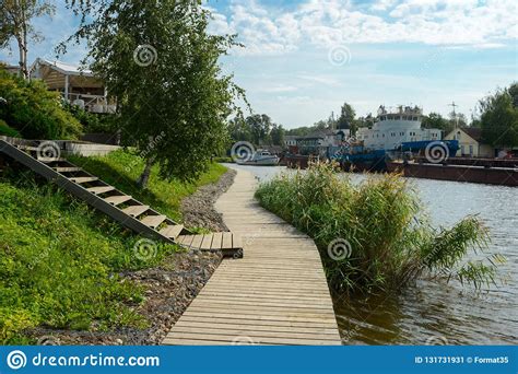 Wooden Walkway Next To The River Stock Image Image Of Foliage Walk